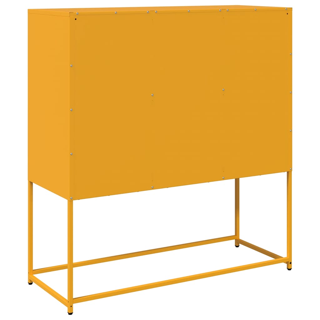 mustársárga hideghengerelt acél tálalószekrény 100,5x39x107 cm