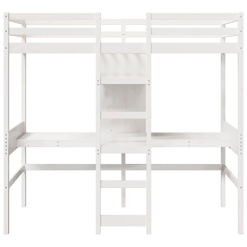 fehér tömör fenyő galériaágy-keret matrac nélkül 80 x 200 cm