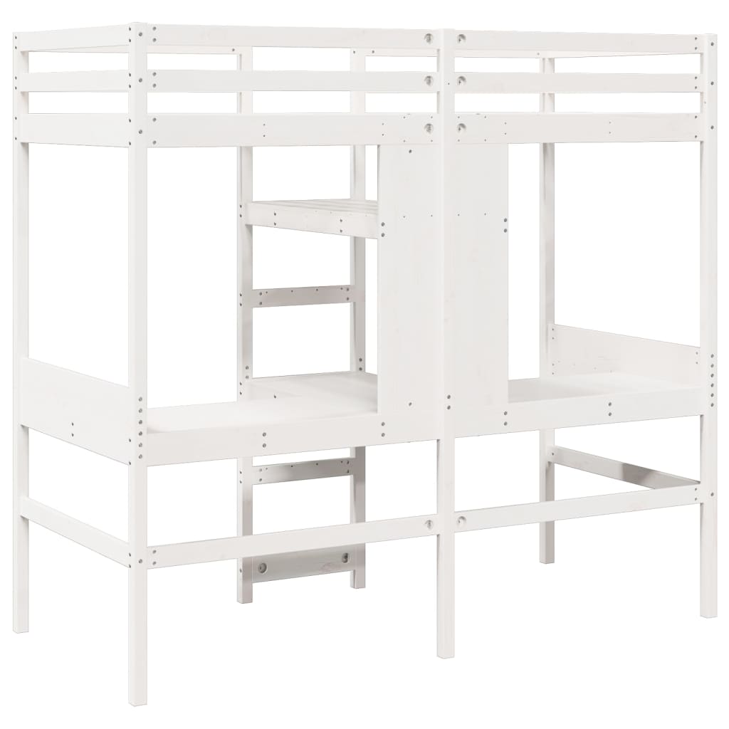 fehér tömör fenyő galériaágy-keret matrac nélkül 80 x 200 cm