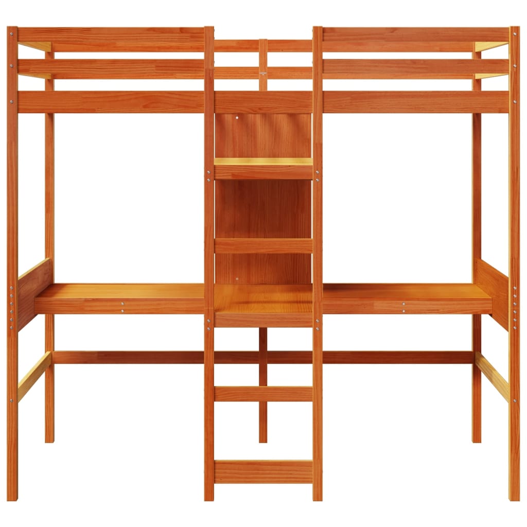 viaszbarna tömör fenyő galériaágy-keret matrac nélkül 80x200 cm