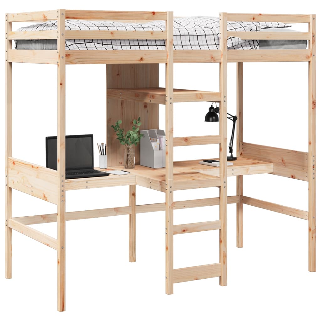 tömör fenyő galériaágy-keret matrac nélkül 75 x 190 cm
