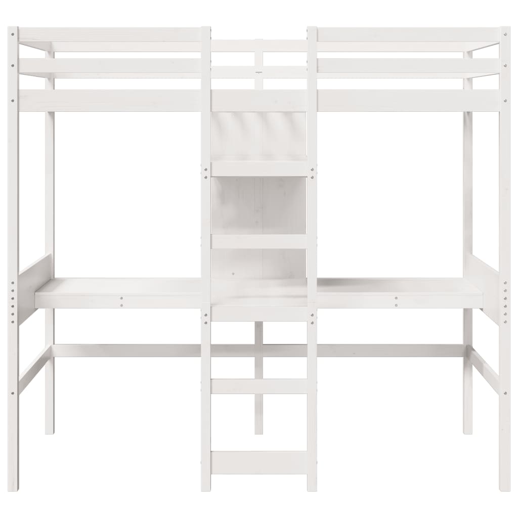 fehér tömör fenyő galériaágy-keret matrac nélkül 75 x 190 cm