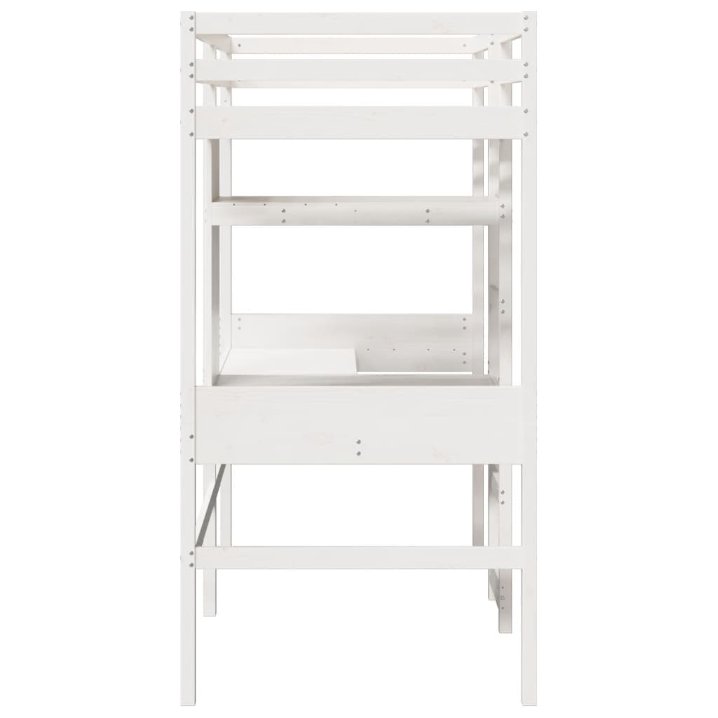 fehér tömör fenyő galériaágy-keret matrac nélkül 75 x 190 cm