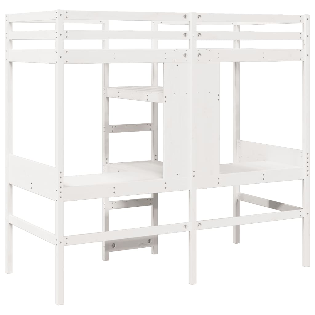 fehér tömör fenyő galériaágy-keret matrac nélkül 75 x 190 cm