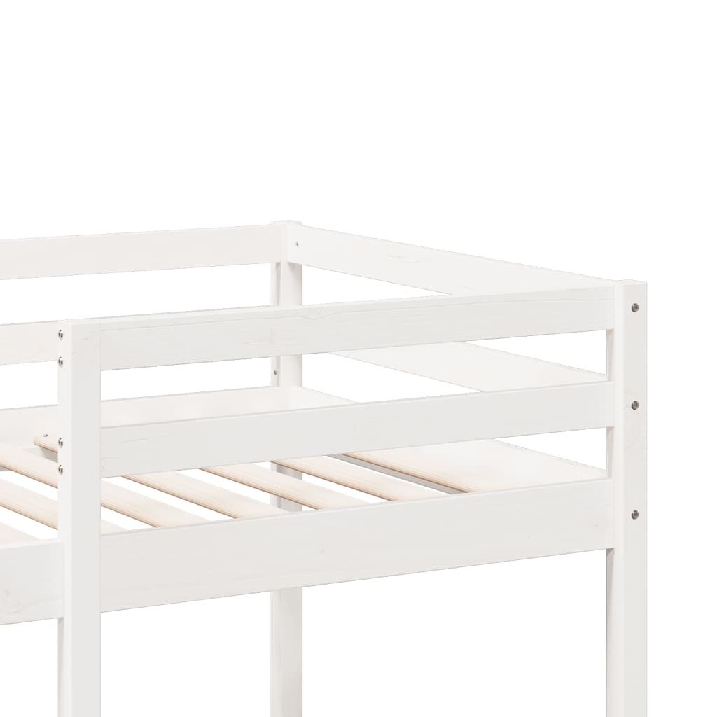 fehér tömör fenyő galériaágy-keret matrac nélkül 75 x 190 cm