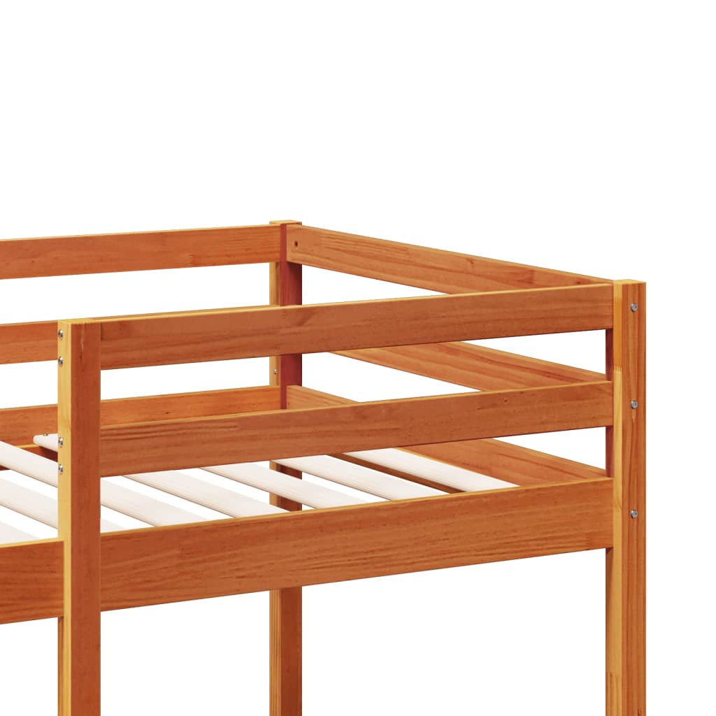 viaszbarna tömör fenyő galériaágy-keret matrac nélkül 75x190 cm