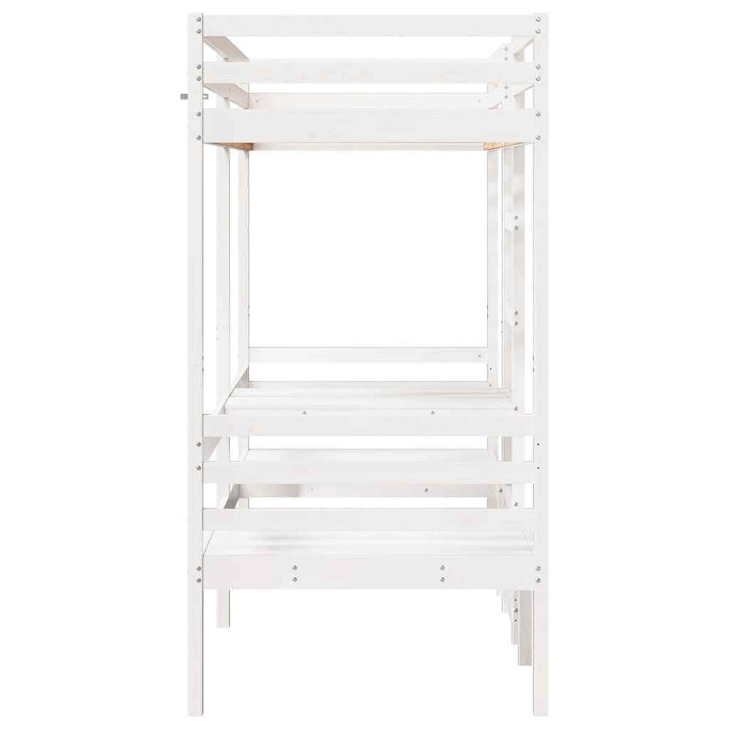 fehér fenyő galériaágy-keret asztallal és székekkel 80 x 200 cm
