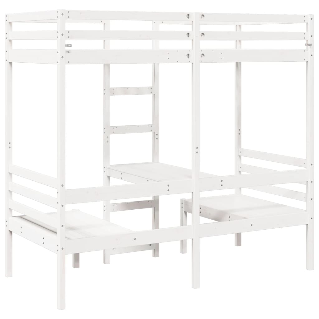 fehér fenyő galériaágy-keret asztallal és székekkel 80 x 200 cm