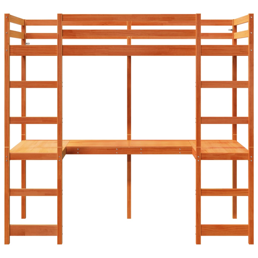 viaszbarna tömör fenyő galériaágy-keret matrac nélkül 80x200 cm