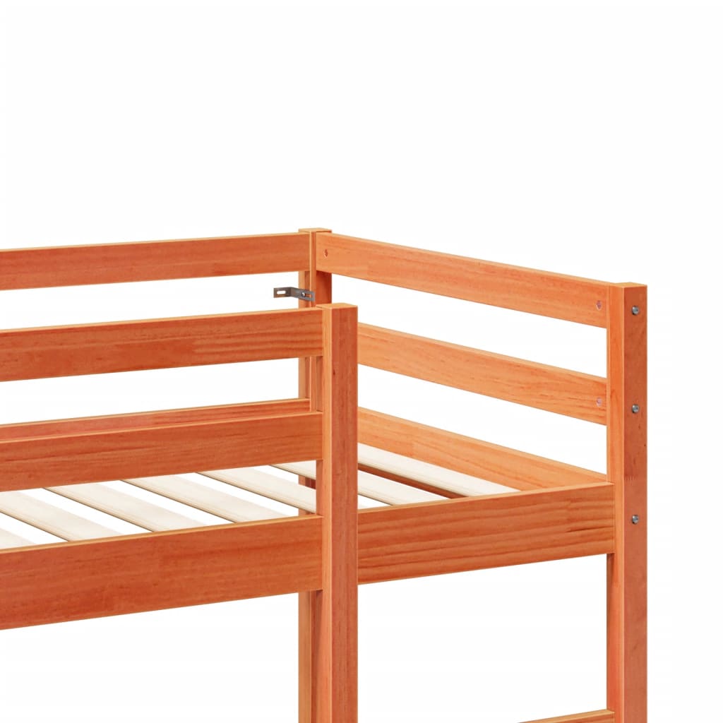 viaszbarna tömör fenyő galériaágy-keret matrac nélkül 80x200 cm