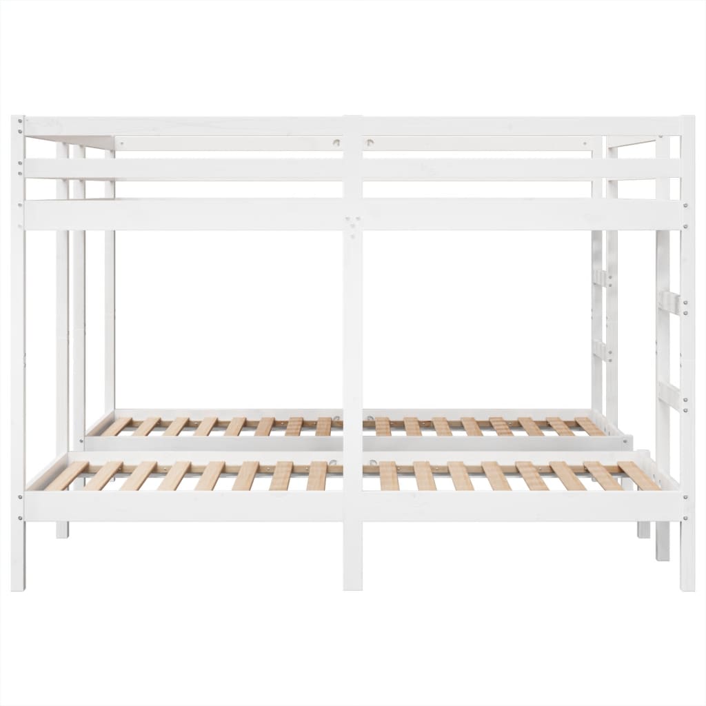fehér tömör fenyőfa tripla emeletes ágykeret 200x200/80x200 cm