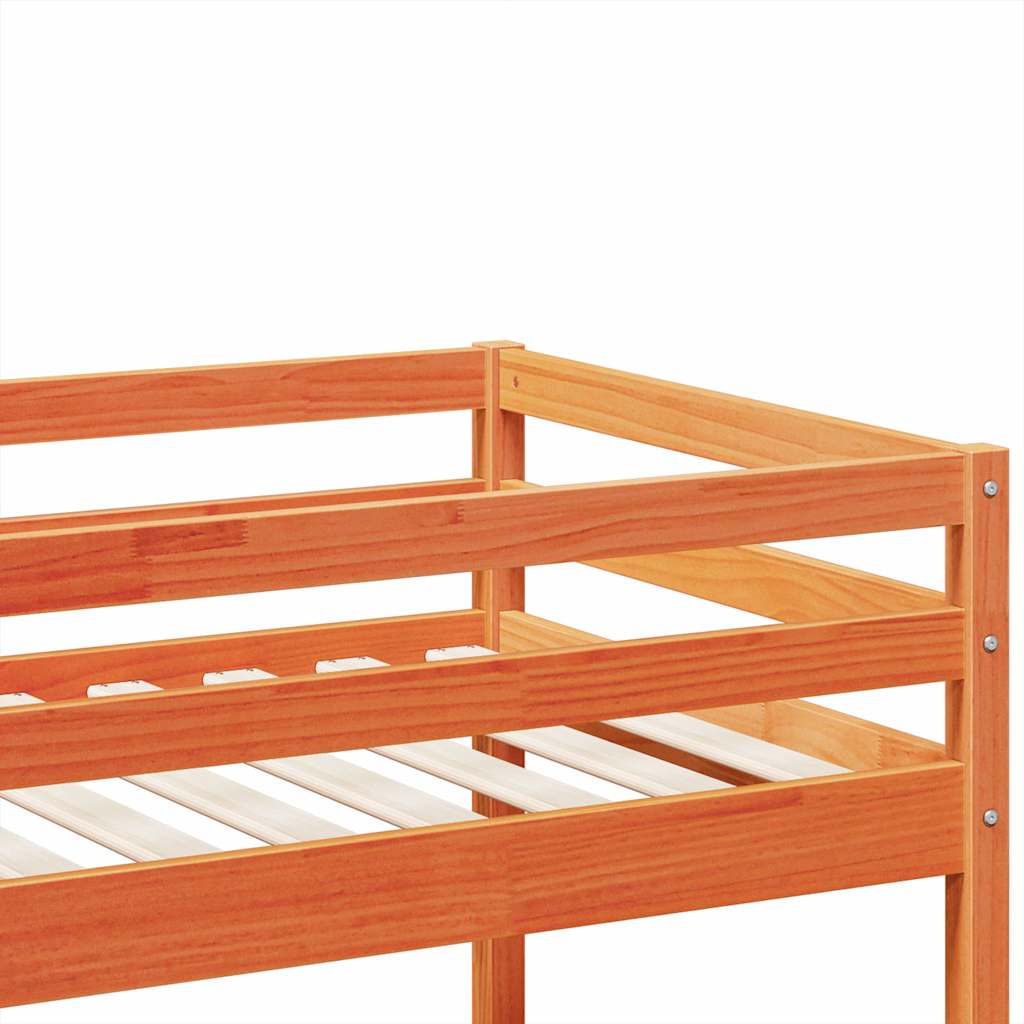 viaszbarna tömör fenyőfa emeletes ágy 90x200 cm