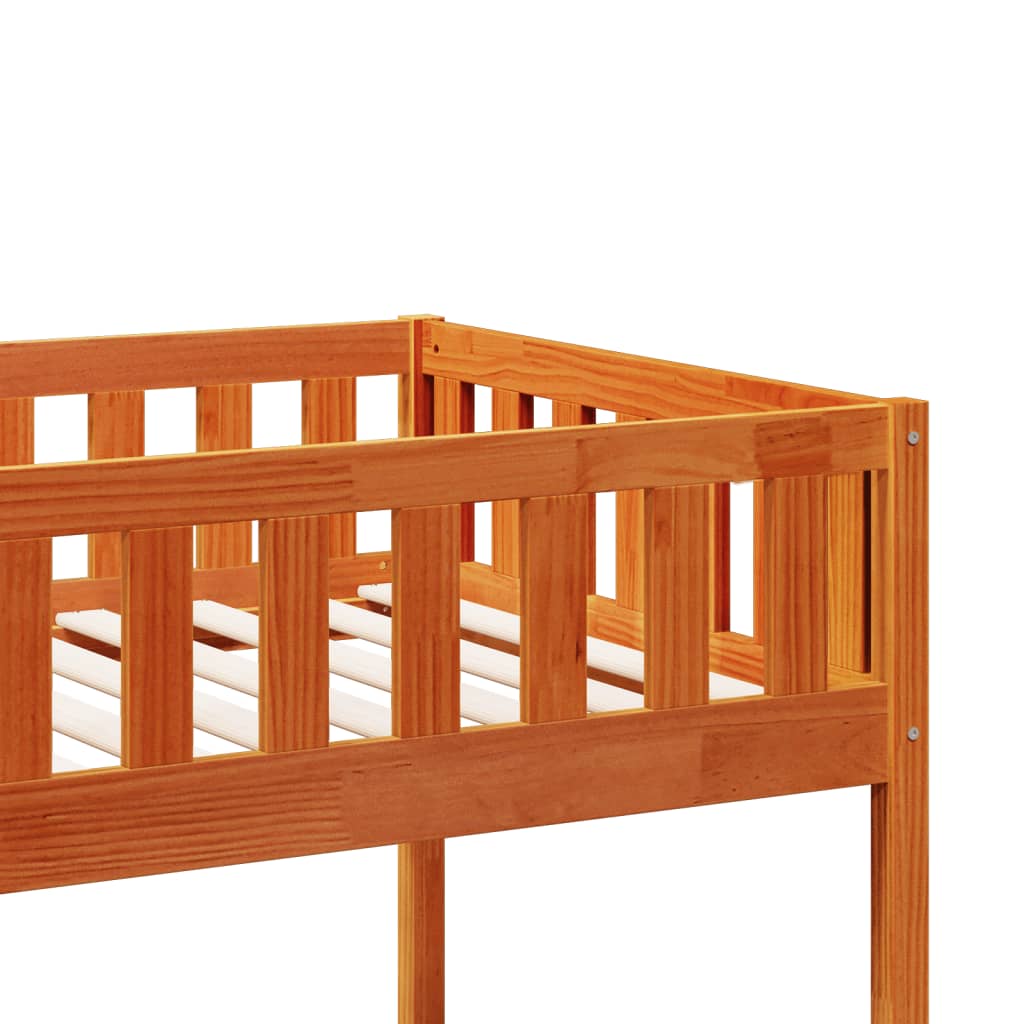 viaszbarna tömör fenyőfa emeletes ágy 90x200 cm