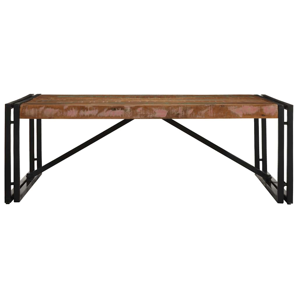 többszínű tömör újrahasznosított fa dohányzóasztal 100x100x35cm