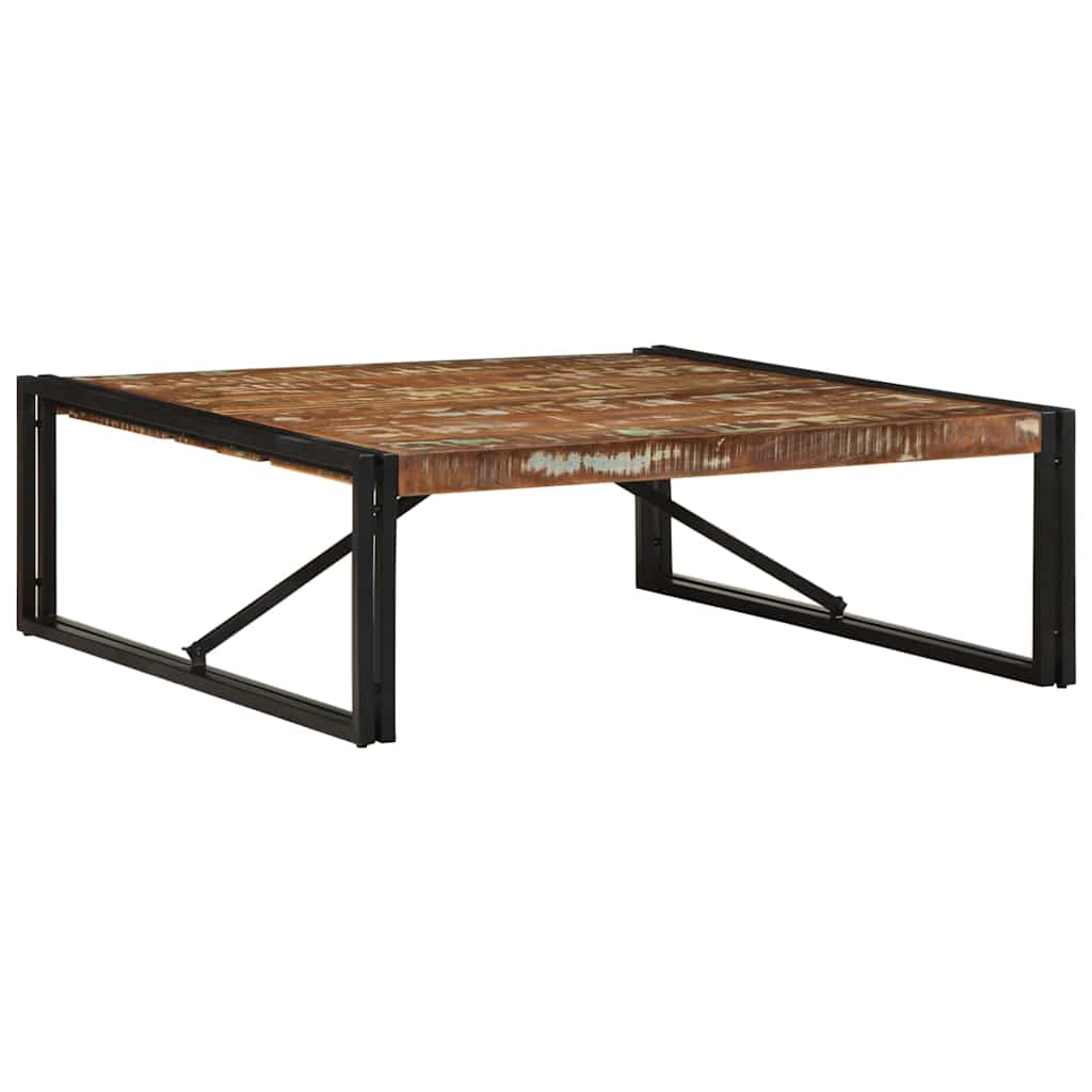 többszínű tömör újrahasznosított fa dohányzóasztal 100x100x35cm