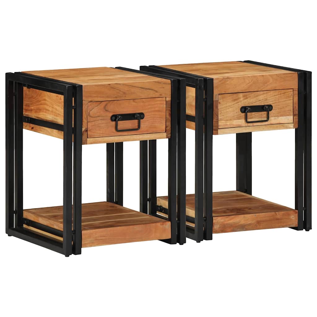 Éjjeliszekrény fiókkal 2 pcs Barna 40 x 40 x 50 cm Tömör Akácfa