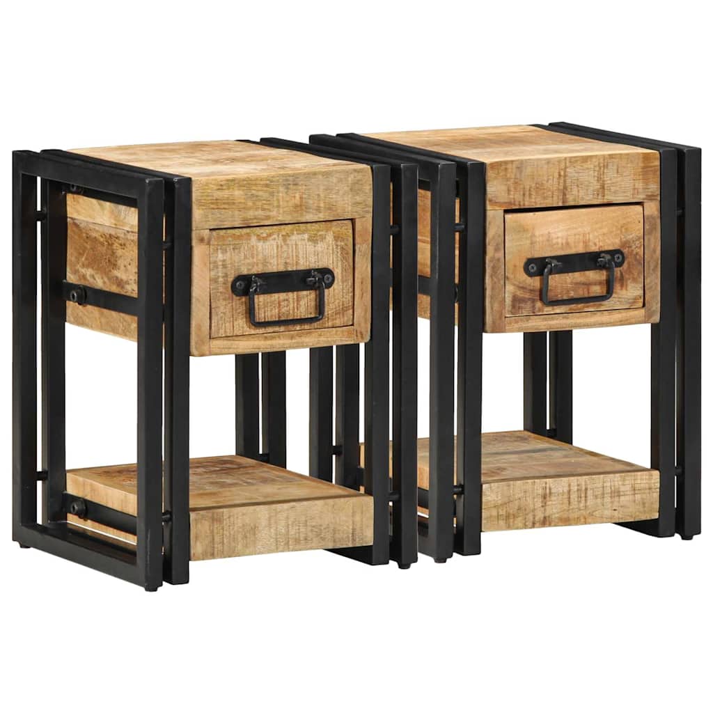 Éjjeliszekrény 2 pcs Barna 30 x 30 x 40 cm Tömör Mangófát