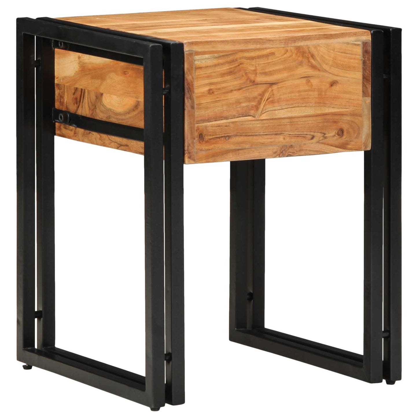 Végasztal fiókkal Barna és fekete 40 x 40 x 50 cm Tömör Akácfa
