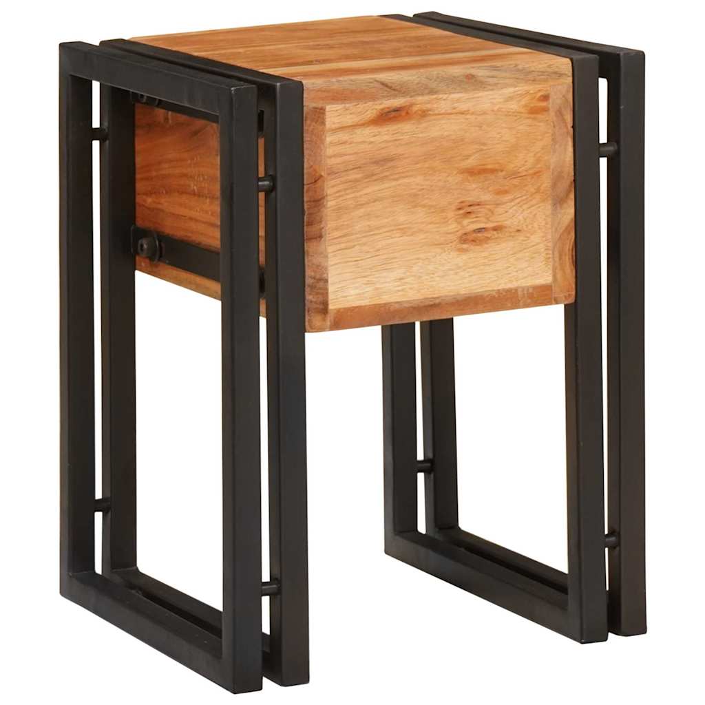 Végasztal fiókkal Barna és fekete 30 x 30 x 40 cm Tömör Akácfa