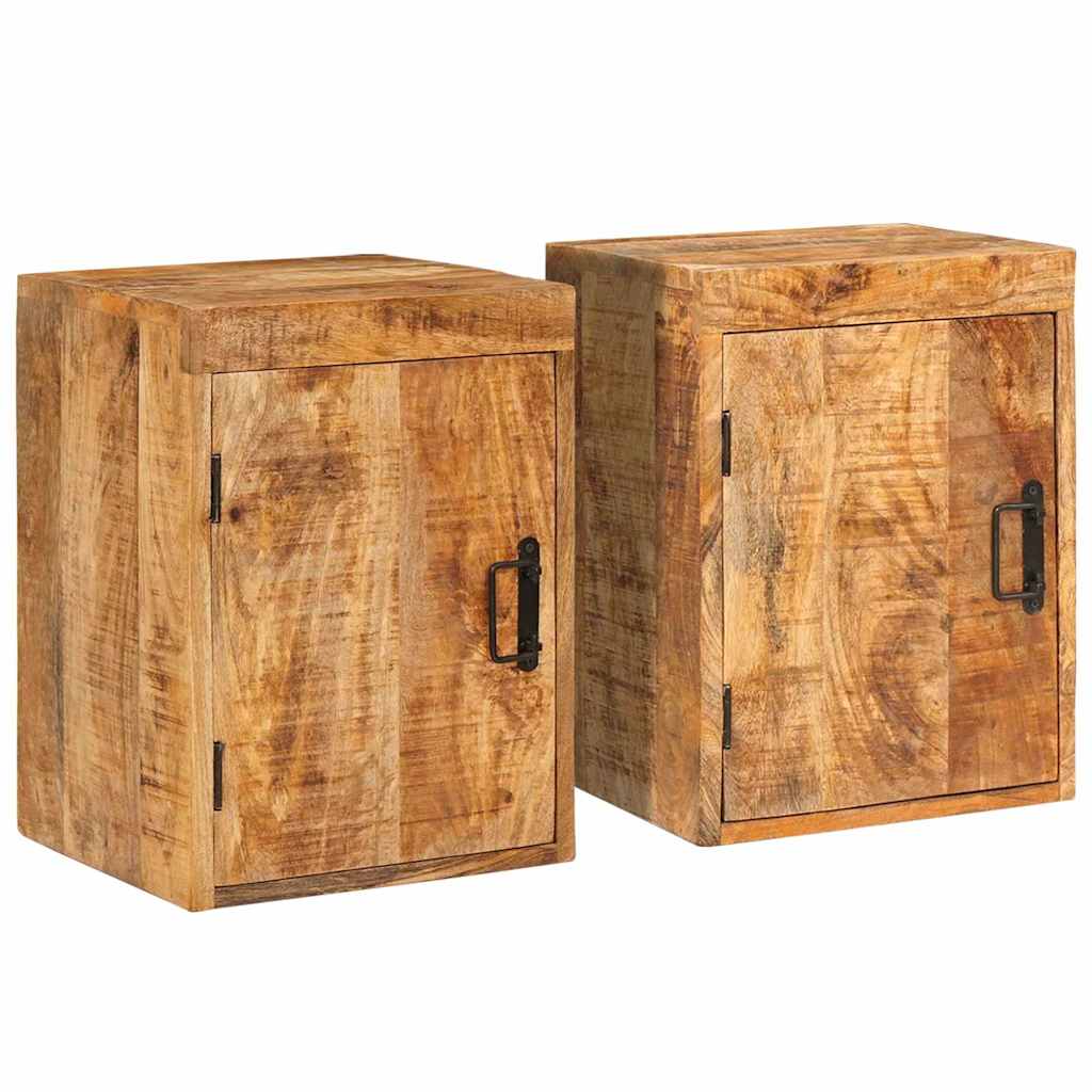Éjjeli asztal 2 pcs Barna 35 x 33 x 48 cm Tömör Mangófát