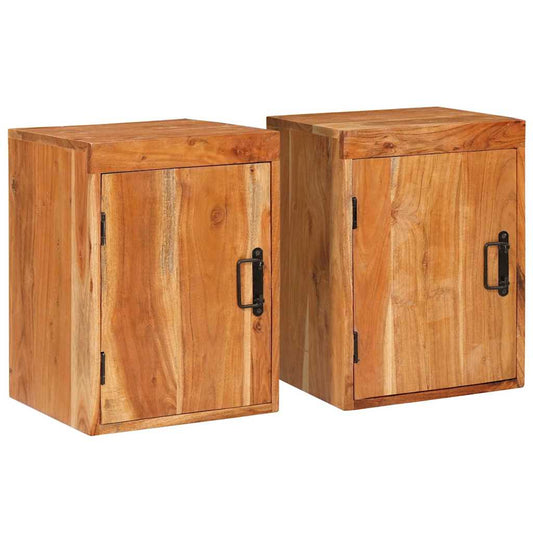 Éjjeli asztal 2 db Barna 35 x 33 x 48 cm Tömör Fa Akácia