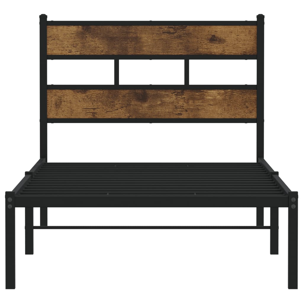 füstös tölgy színű fém ágykeret matrac nélkül 75 x 190 cm