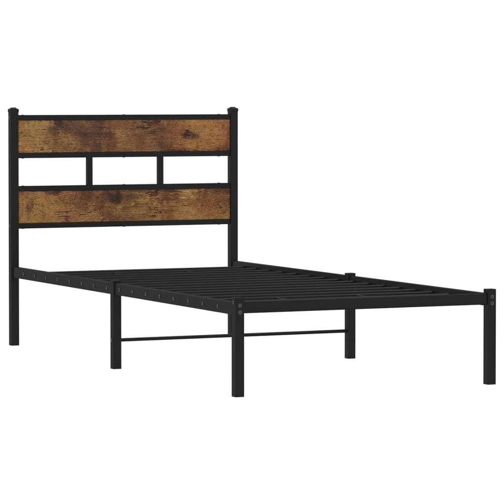 füstös tölgy színű fém ágykeret matrac nélkül 80 x 200 cm