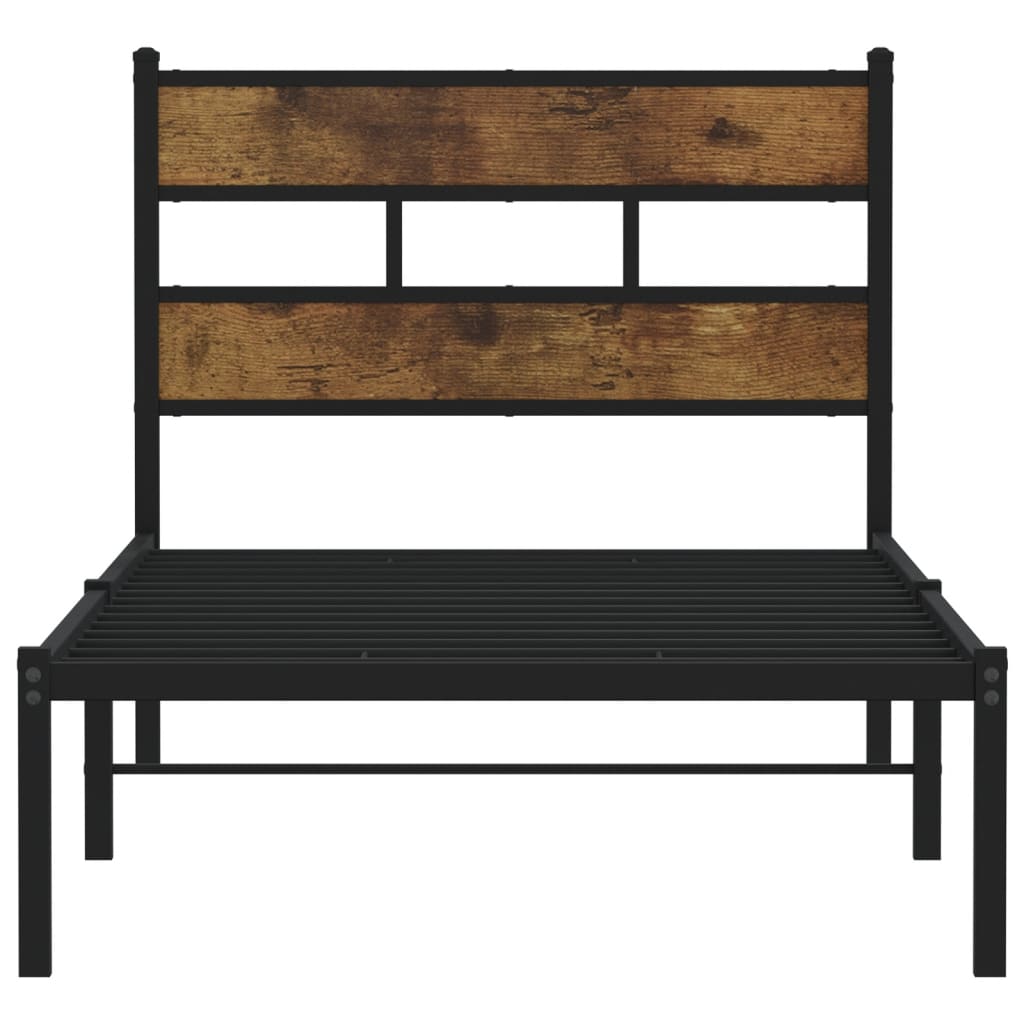 füstös tölgy színű fém ágykeret matrac nélkül 80 x 200 cm