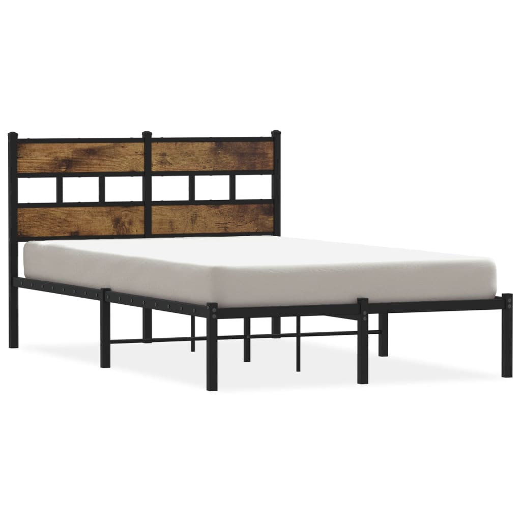 füstös tölgy színű fém ágykeret matrac nélkül 120 x 200 cm