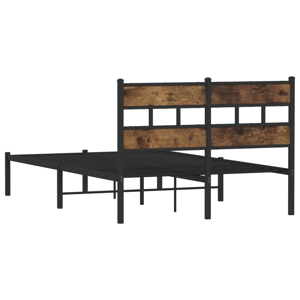 füstös tölgy színű fém ágykeret matrac nélkül 120 x 200 cm