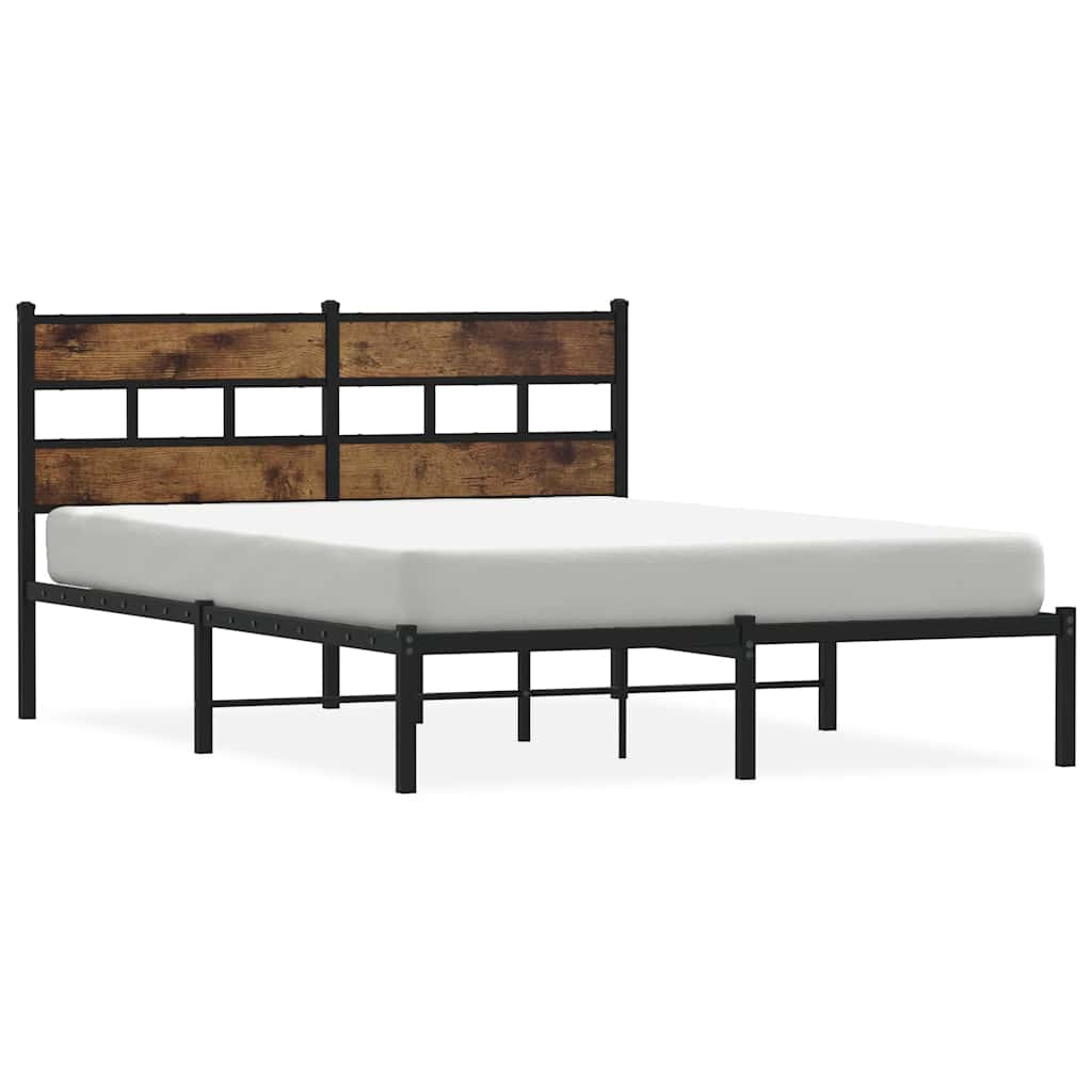 füstös tölgy színű fém ágykeret matrac nélkül 135 x 190 cm