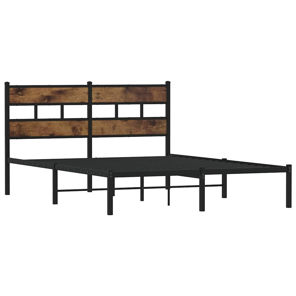 füstös tölgy színű fém ágykeret matrac nélkül 135 x 190 cm