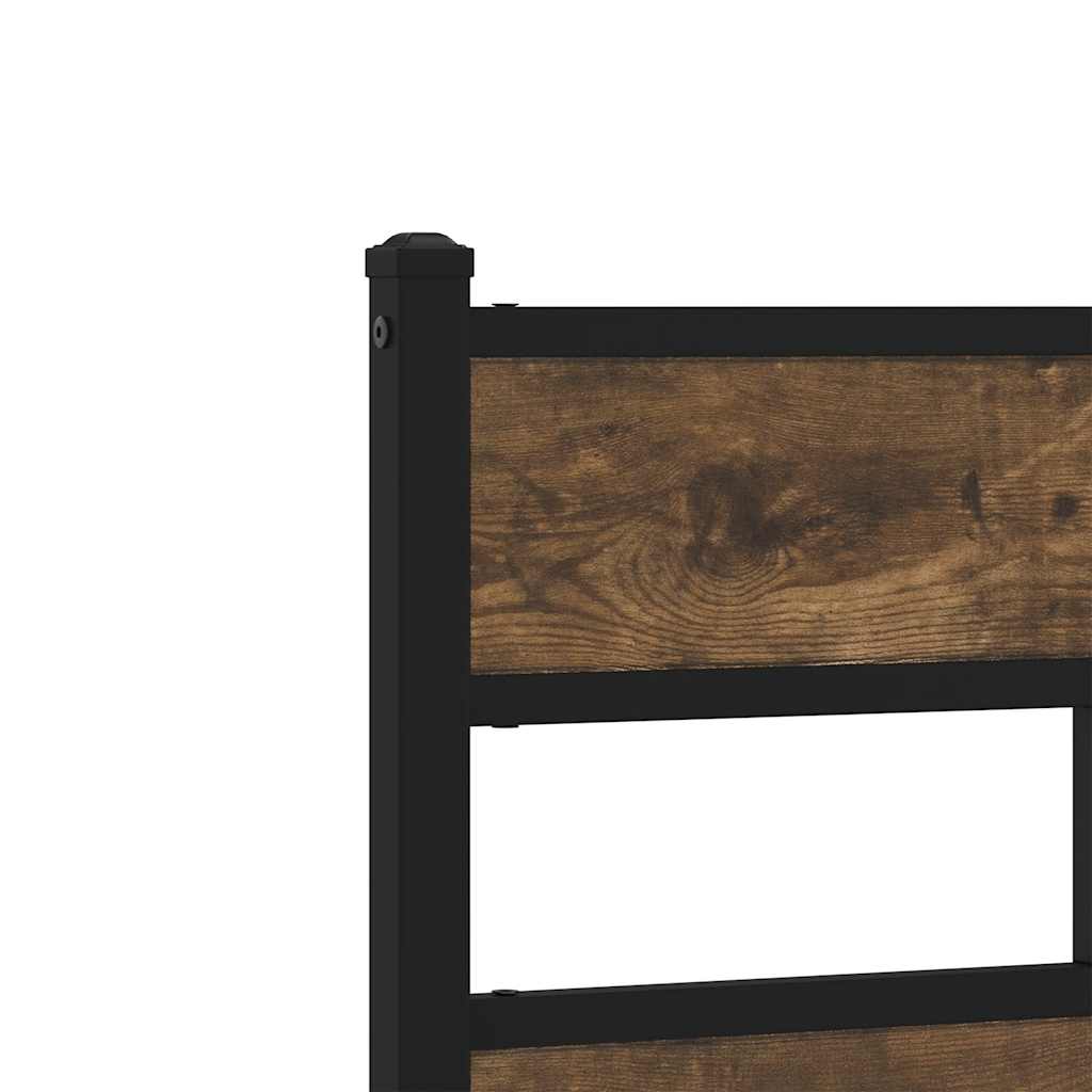 füstös tölgy színű fém ágykeret matrac nélkül 150 x 200 cm