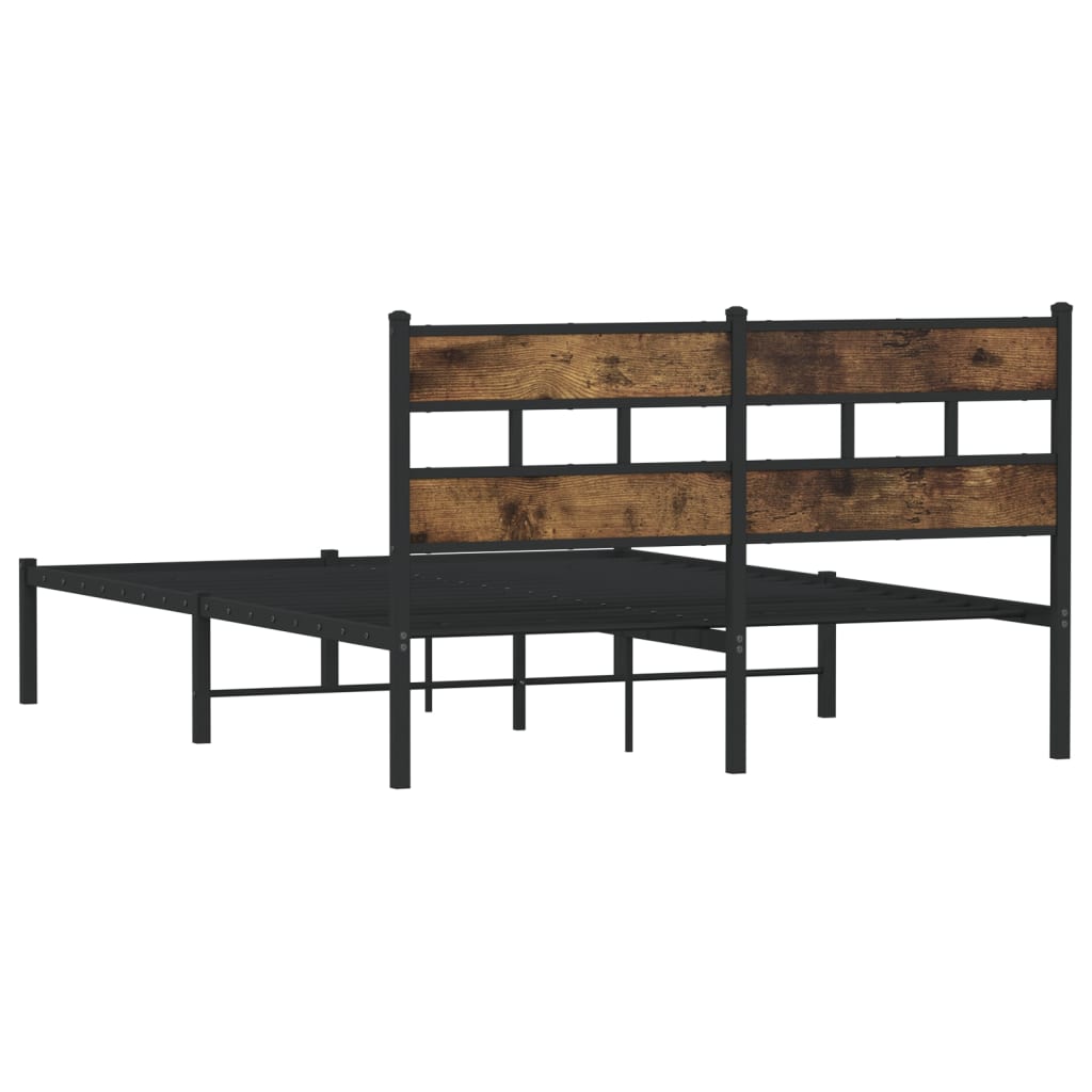 füstös tölgy színű fém ágykeret matrac nélkül 160 x 200 cm