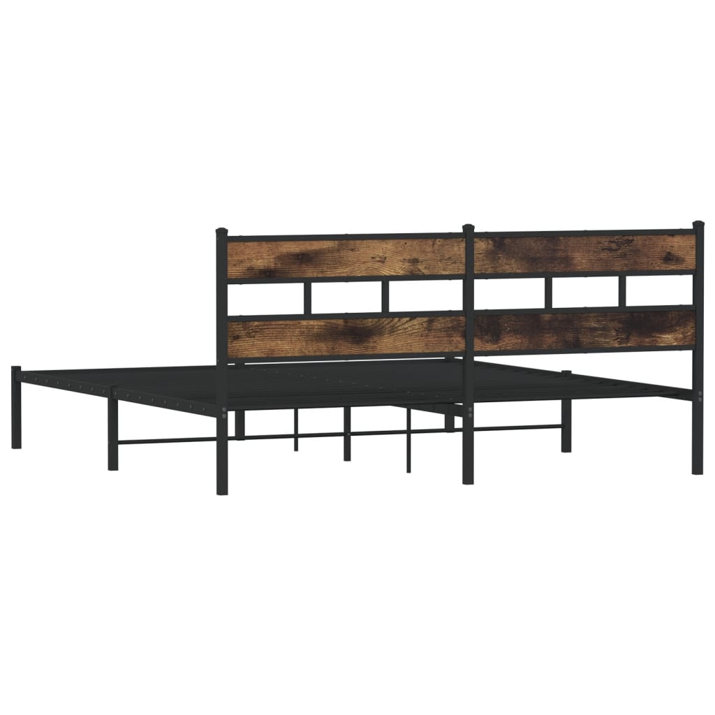 füstös tölgy színű fém ágykeret matrac nélkül 180 x 200 cm