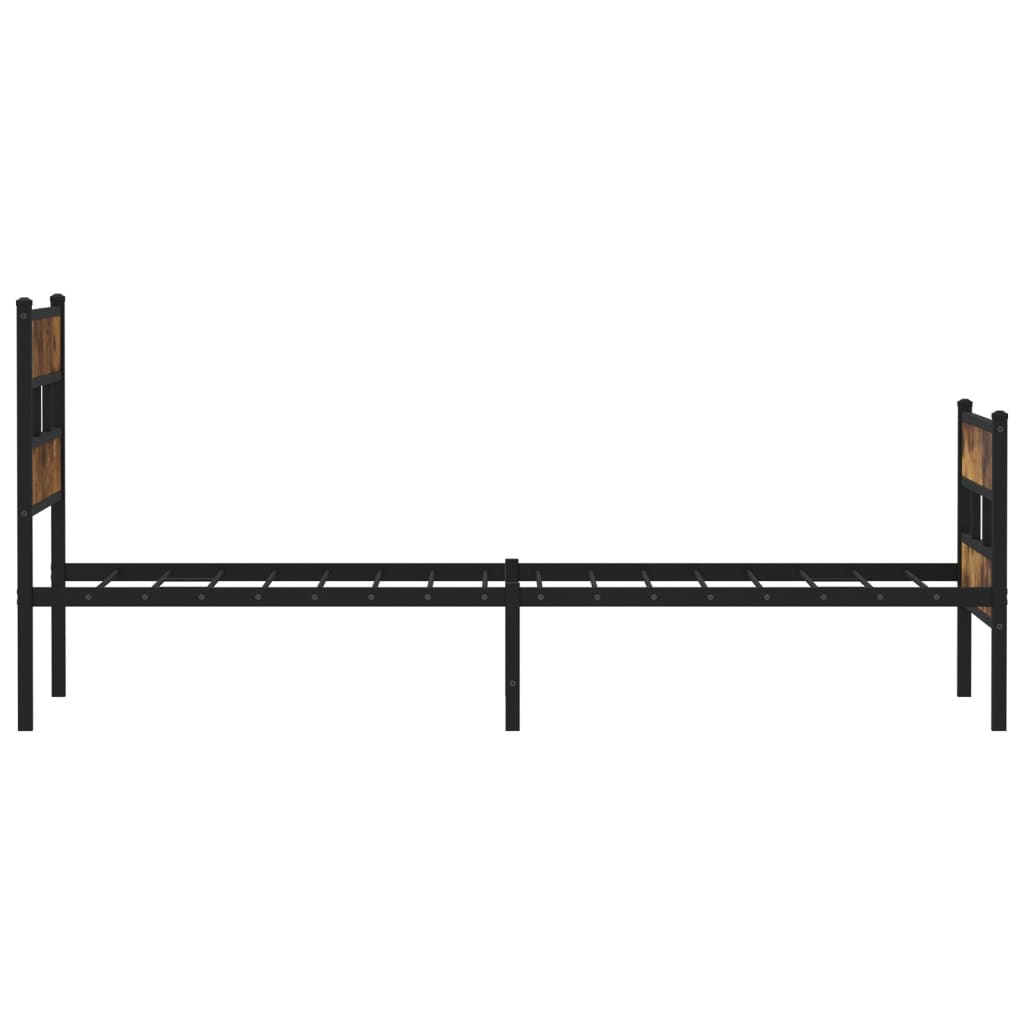füstös tölgy színű fém ágykeret matrac nélkül 90 x 190 cm