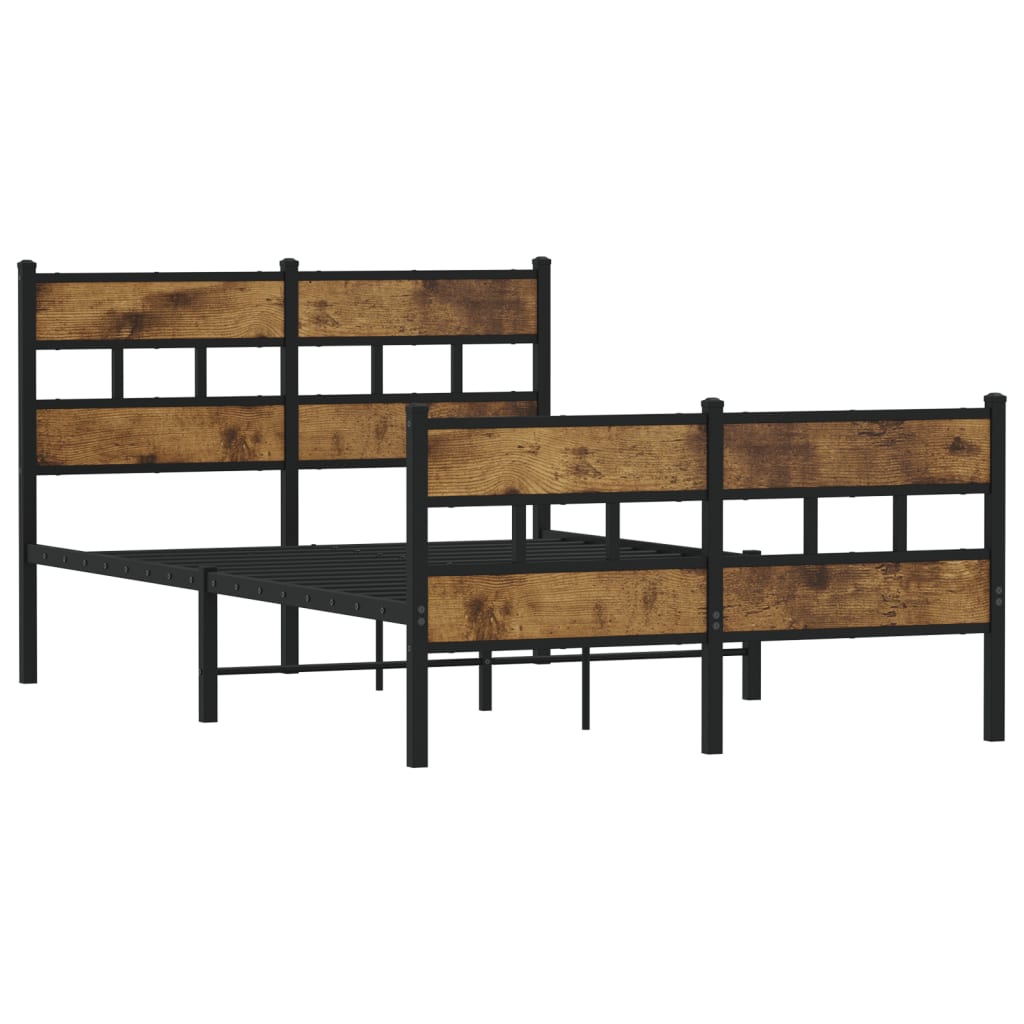 füstös tölgy színű fém ágykeret matrac nélkül 120 x 200 cm