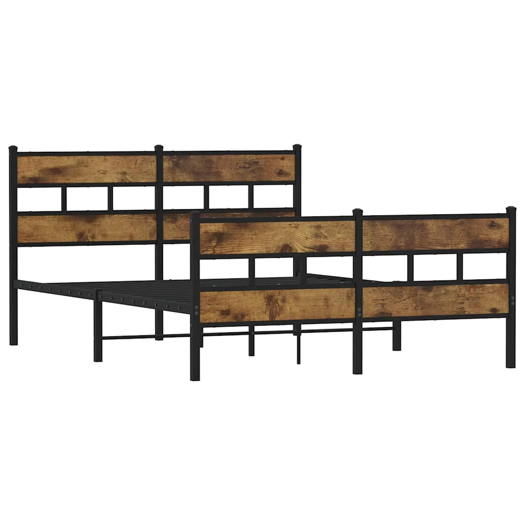 füstös tölgy színű fém ágykeret matrac nélkül 135 x 190 cm