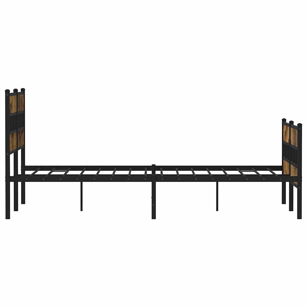füstös tölgy színű fém ágykeret matrac nélkül 140 x 190 cm