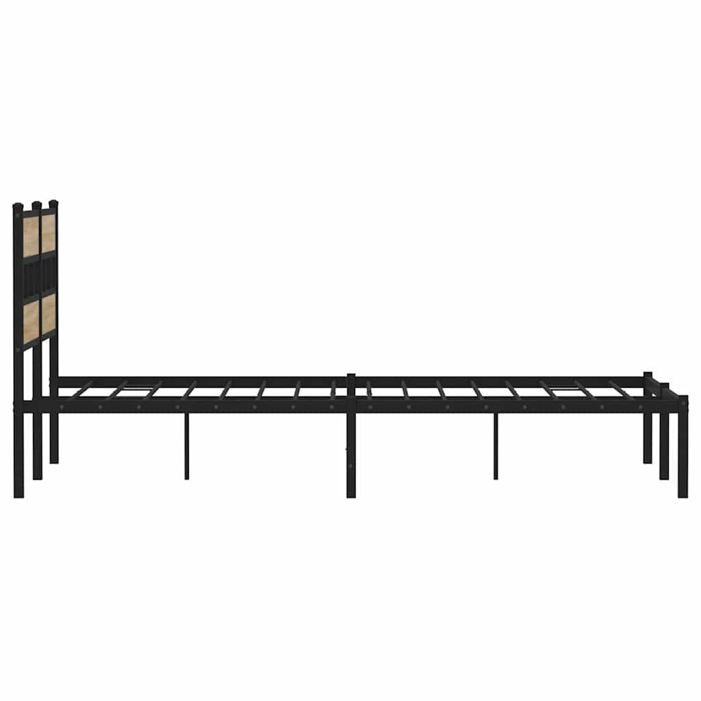 sonoma tölgy színű fém ágykeret matrac nélkül 135 x 190 cm