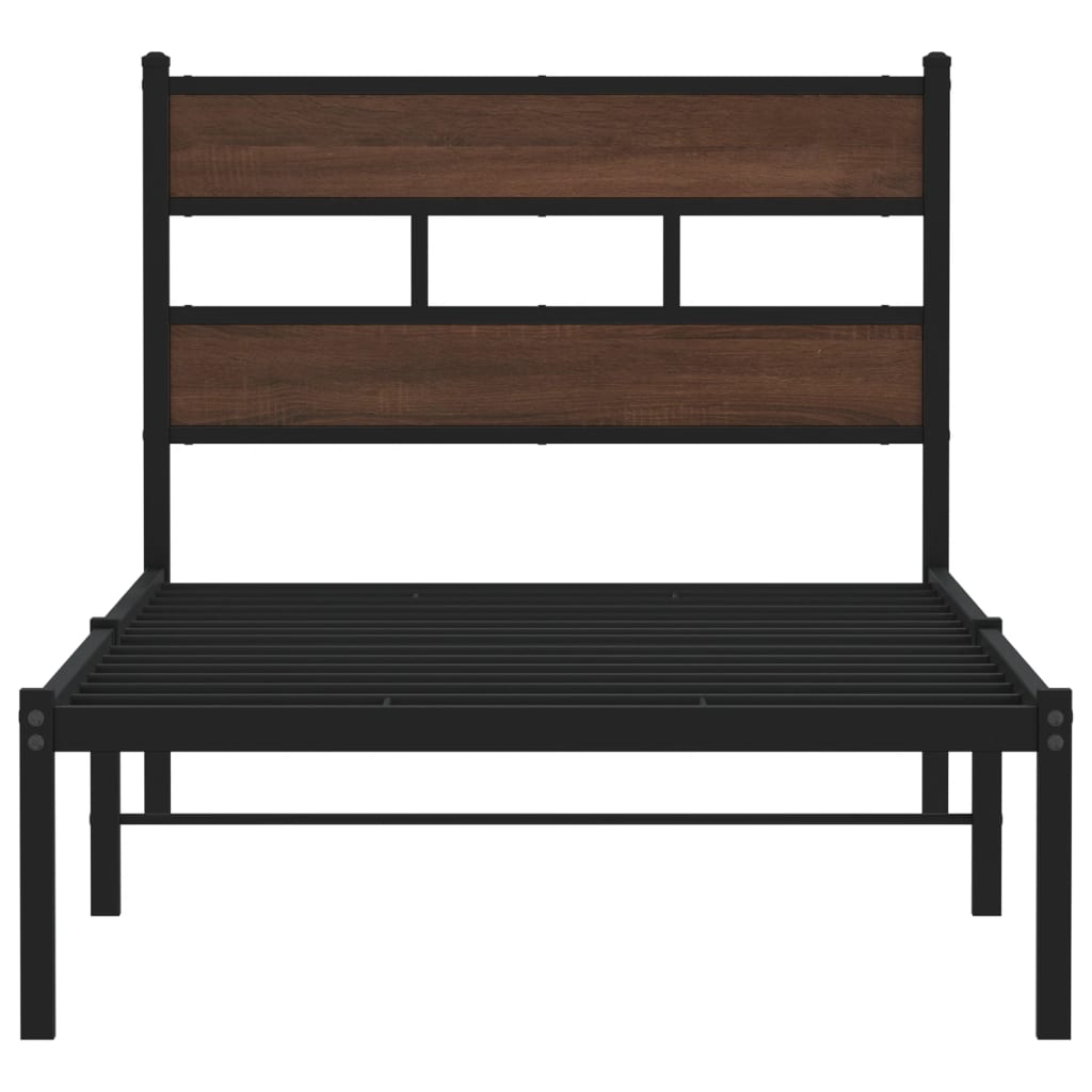 barna tölgy színű fejtámlás ágykeret matrac nélkül 75 x 190 cm