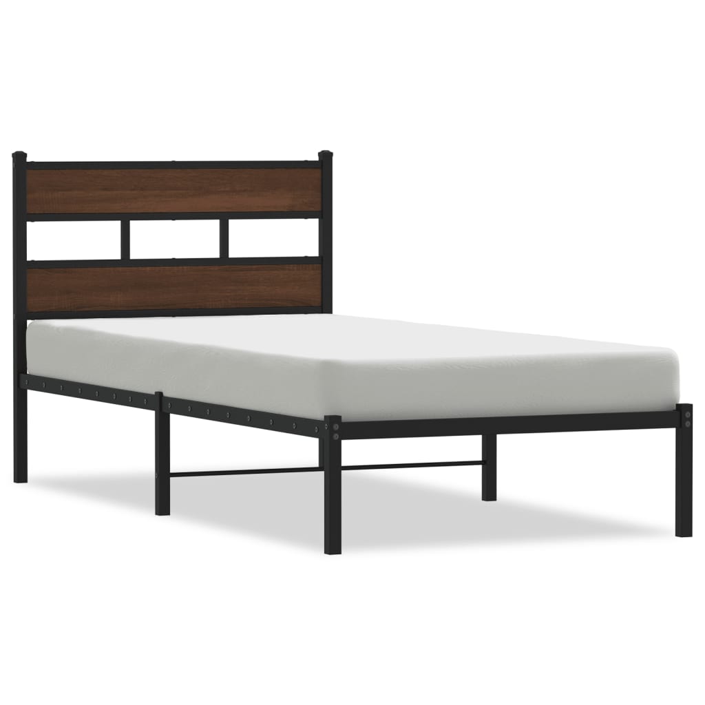barna tölgy színű fejtámlás ágykeret matrac nélkül 80 x 200 cm