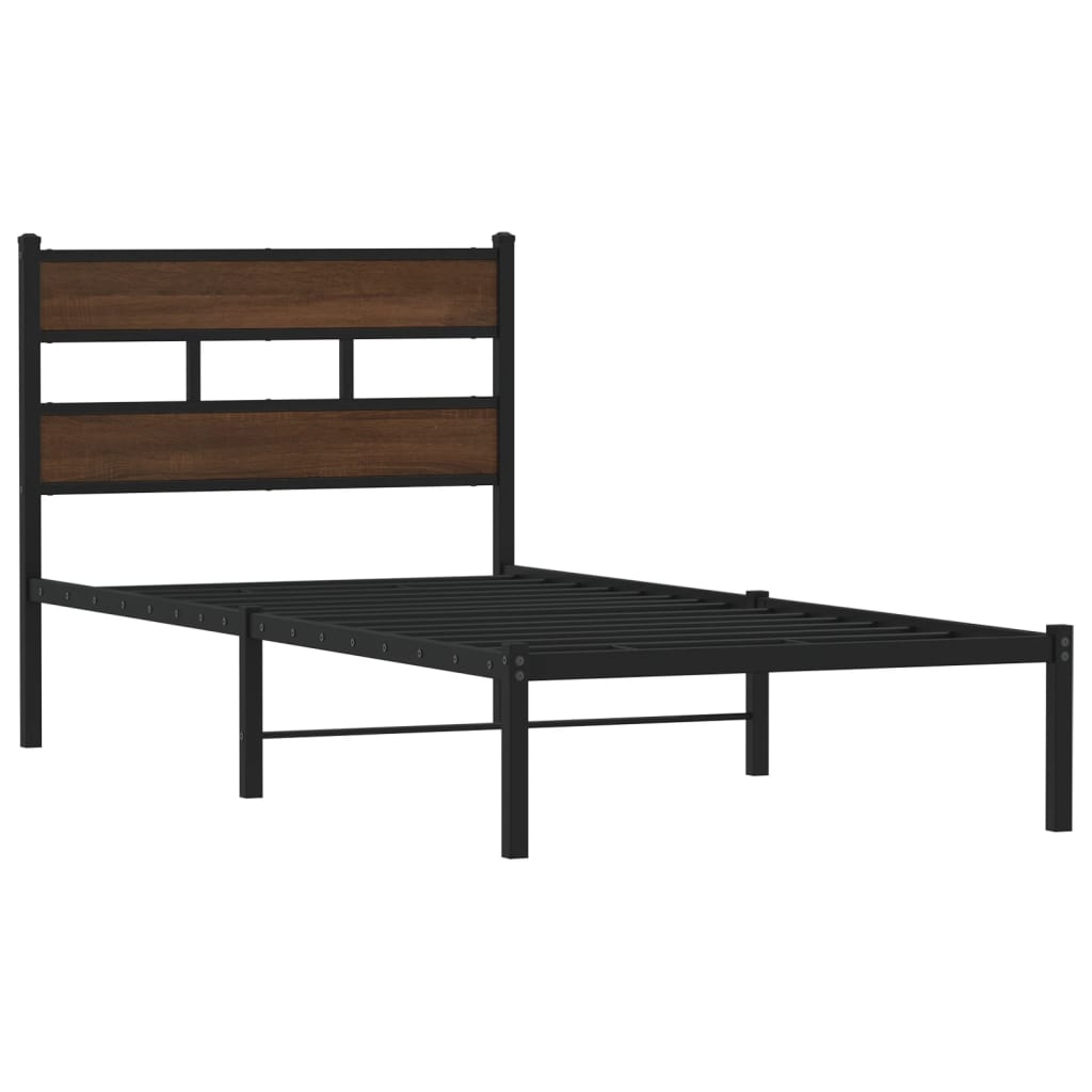 barna tölgy színű fejtámlás ágykeret matrac nélkül 80 x 200 cm