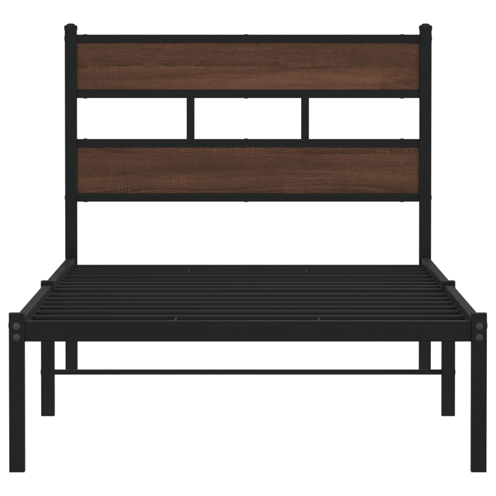barna tölgy színű fejtámlás ágykeret matrac nélkül 80 x 200 cm