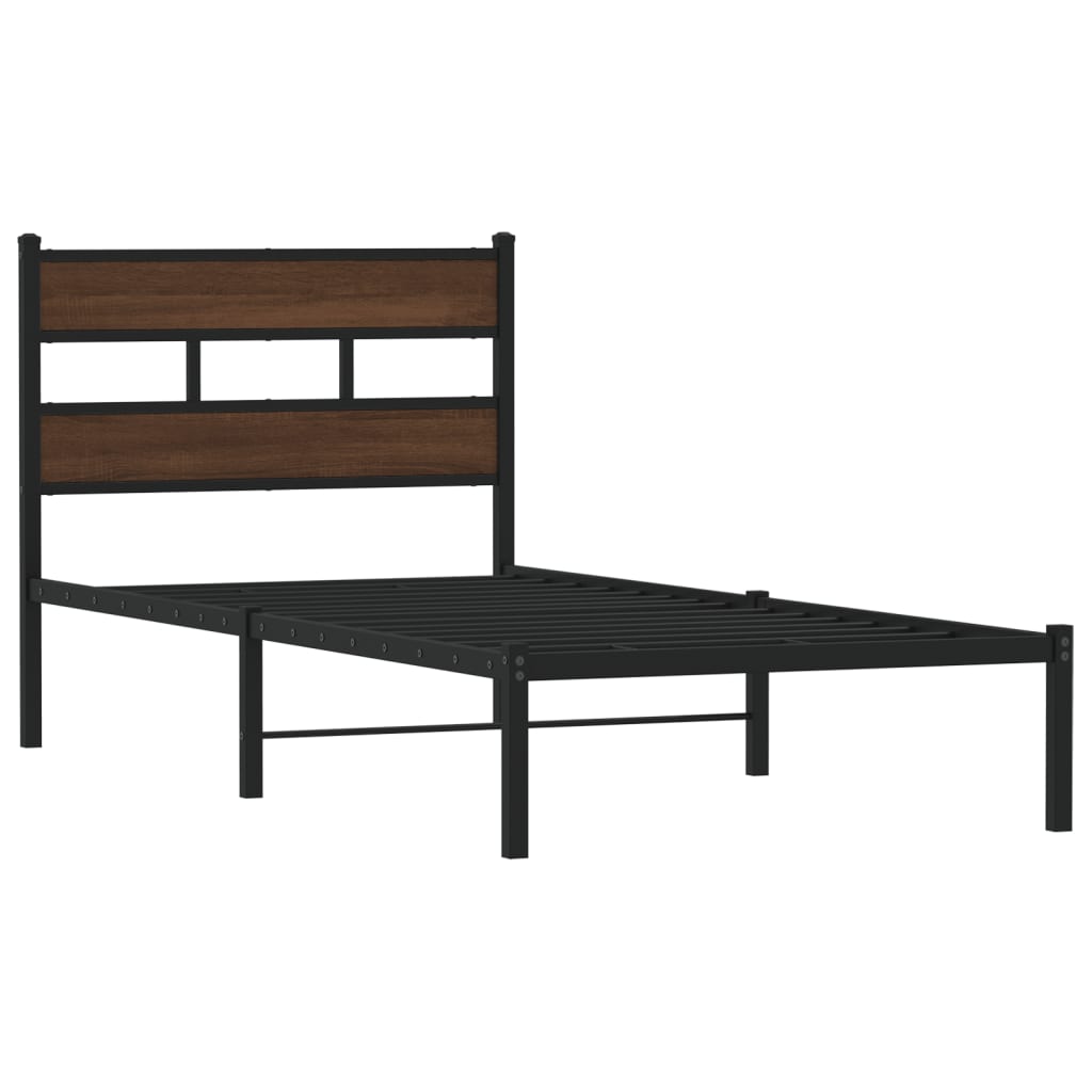 barna tölgy színű fejtámlás ágykeret matrac nélkül 90 x 190 cm