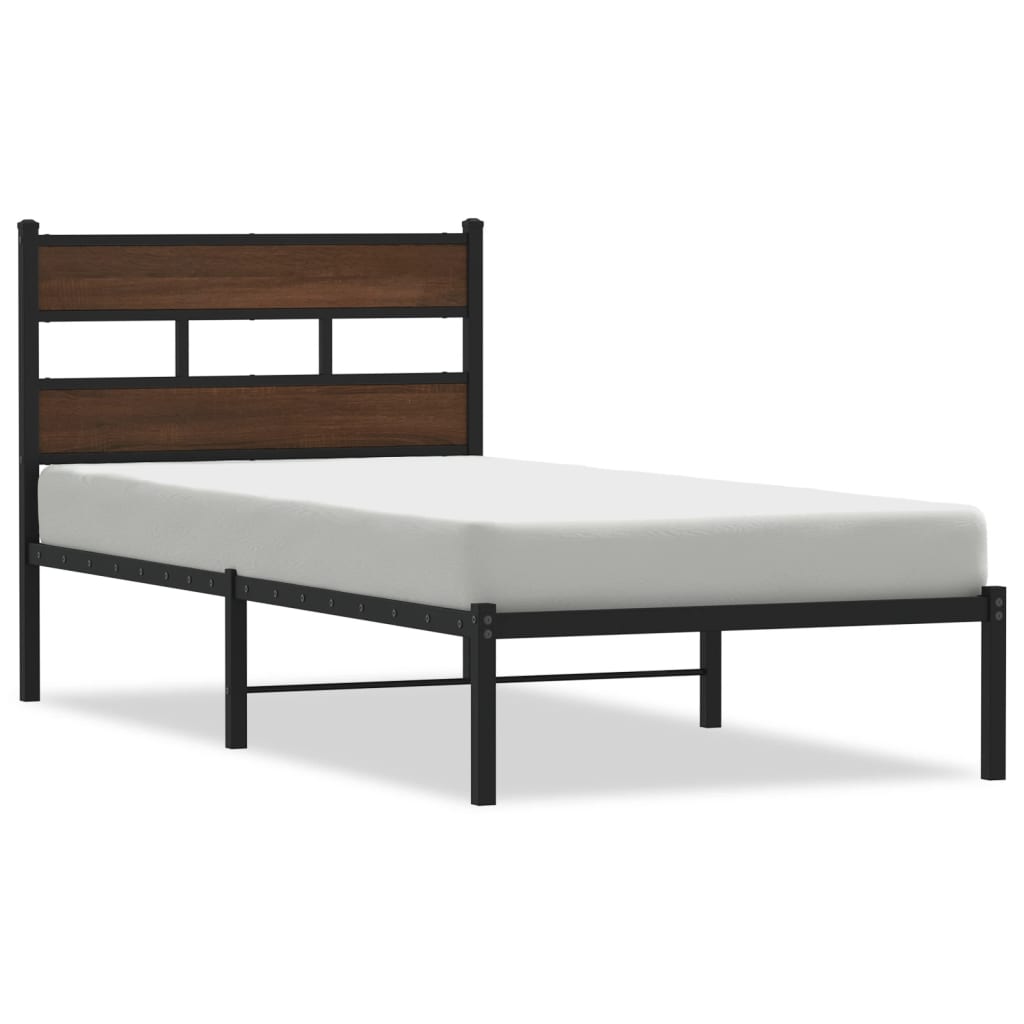 barna tölgy színű fejtámlás ágykeret matrac nélkül 90 x 200 cm