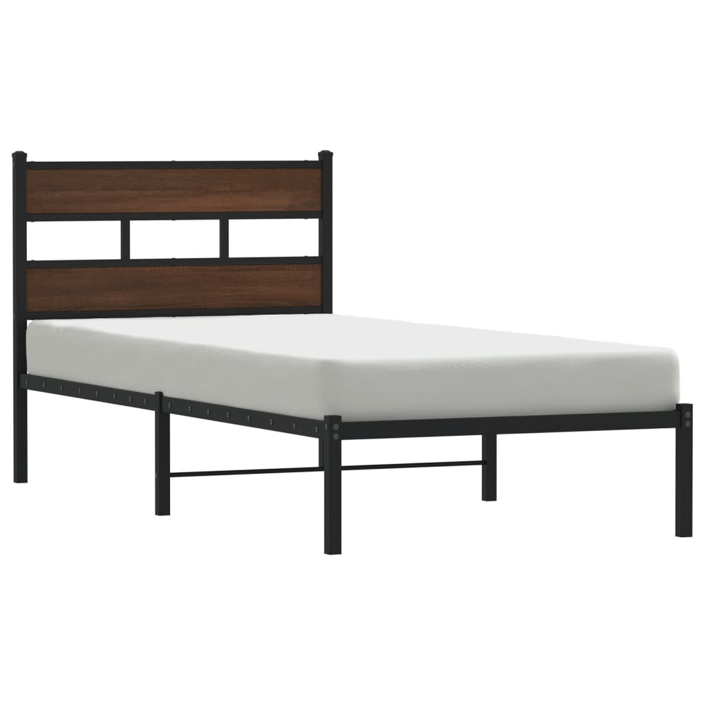 barna tölgy színű fejtámlás ágykeret matrac nélkül 100 x 200 cm
