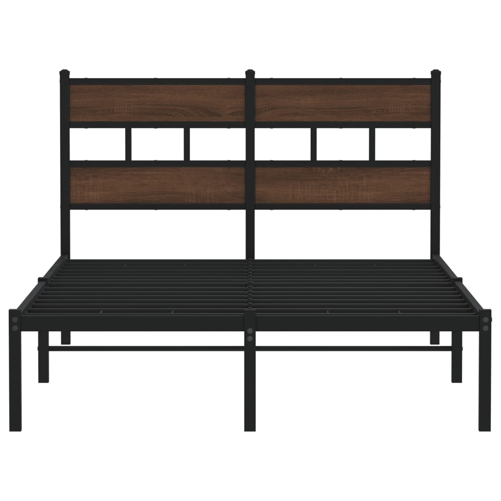 barna tölgy színű fejtámlás ágykeret matrac nélkül 120 x 190 cm