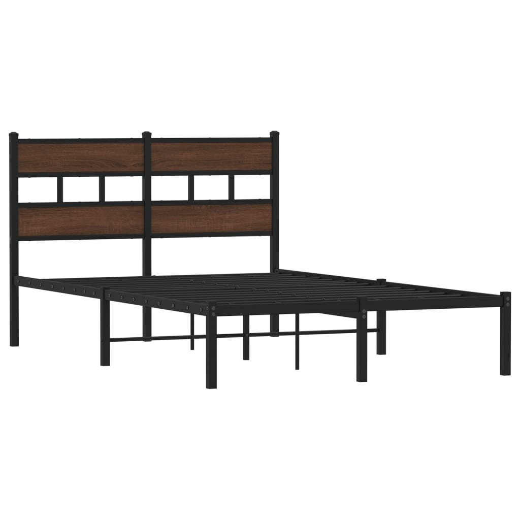 barna tölgy színű fejtámlás ágykeret matrac nélkül 120 x 200 cm
