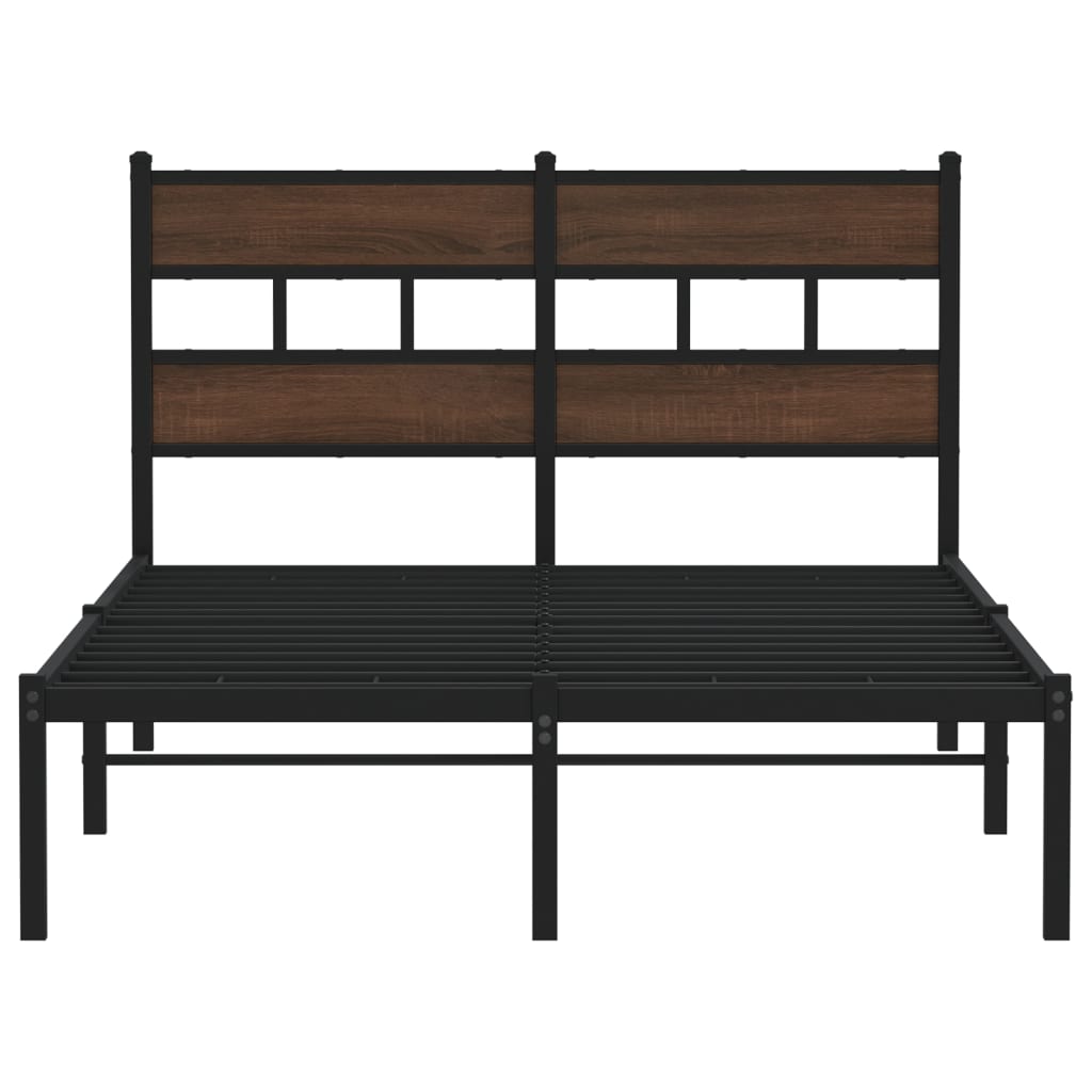 barna tölgy színű fejtámlás ágykeret matrac nélkül 120 x 200 cm